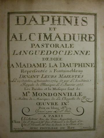 DAPHNIS et ALCIMADURE BY MONDONVILLE  , More Informations...