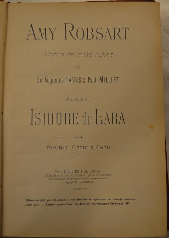 AMY ROBSART DE ISIDORE DE LARA, Plus d'infos...