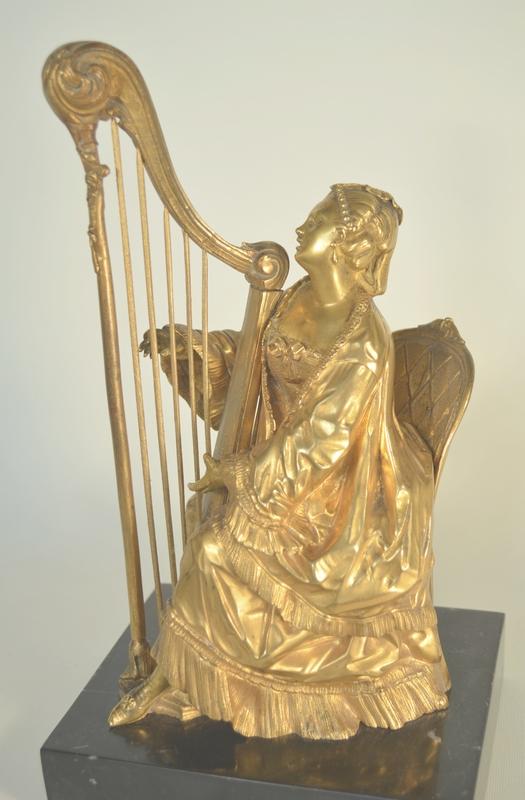 GILDED BRONZE  HARPIST SCULPTURE, More Informations...